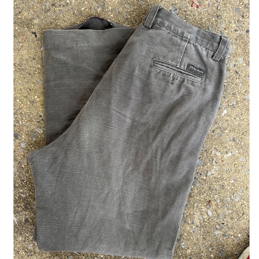 Of the Earth Hemp Trousers Mens 36 Grey Straight Leg Casual Chino Pants